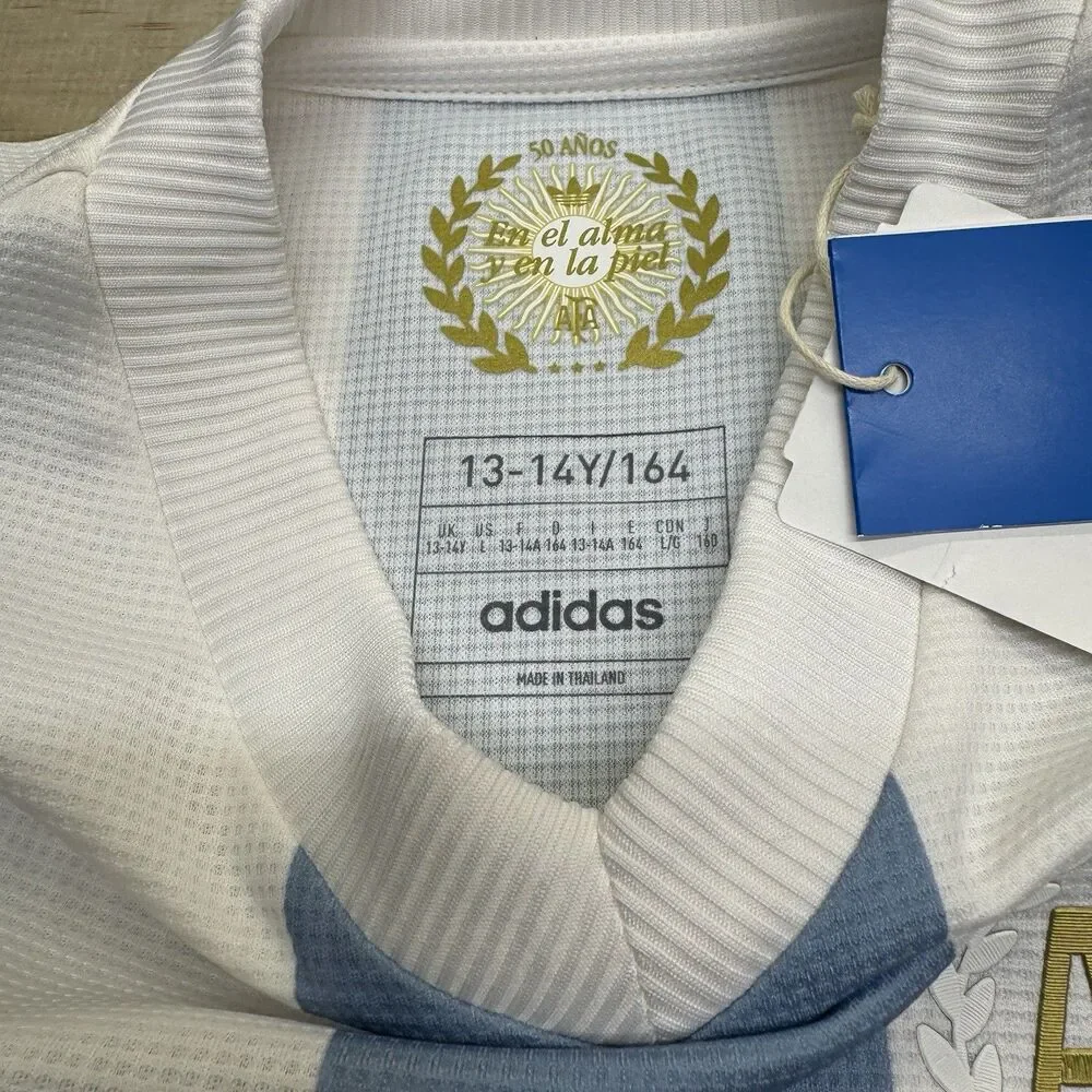 NEW YOUTH Argentina Adidas 50th Anniversary Aeroready Soccer Jersey LG